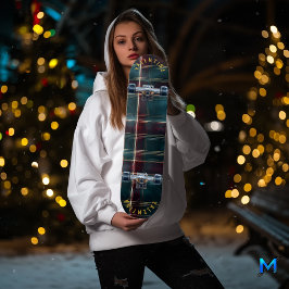 Skateboard Navidades elegantes en Borgoña y Verde azulado