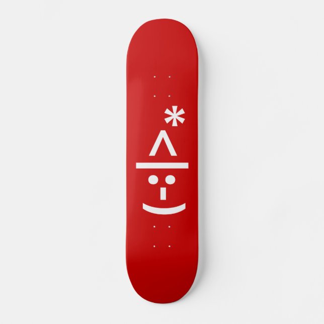 Skateboard Navidades Elf Emoticon Xmas ASCII Texto Arte (Anverso)