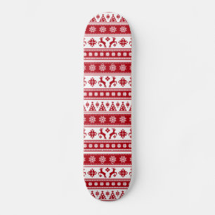 Skateboard Navidades Festividad Patrón Nórdico Acogedor