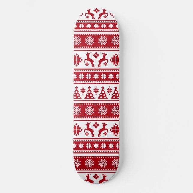 Skateboard Navidades Festividad Patrón Nórdico Acogedor (Anverso)