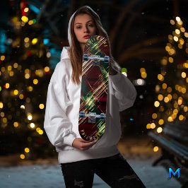 Skateboard Navidades festivos en Borgoña y Oro