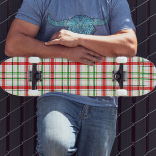 Skateboard Navidades Flannel Plaid Tartan Design - Blanco