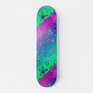 Skateboard Navidades gradiente purpurina brillar estrellas co