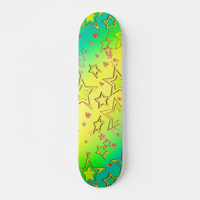 Skateboard Navidades gradiente purpurina brillar estrellas co (Anverso )