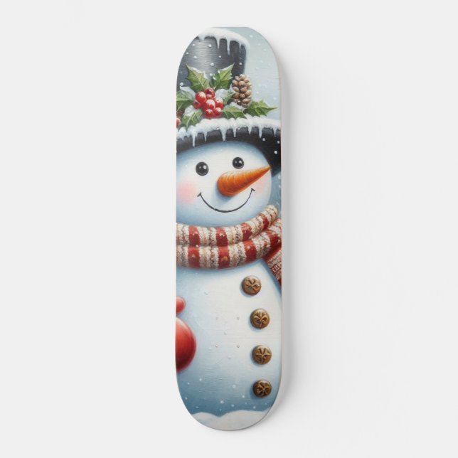 Skateboard Navidades lindos, vintage/caprichosos/snowman inve (Anverso)