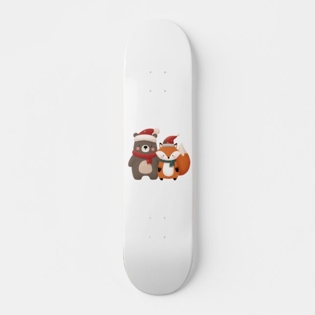 Skateboard Navidades/Oso blanco invernal y Fox (Anverso )