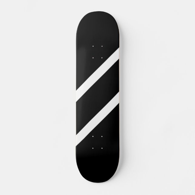 Skateboard Negra negrita Dos franjas diagonales delgadas y bl (Anverso)