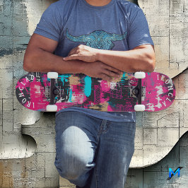 Skateboard Negrita inspirada en grafitis con arte abstracto r