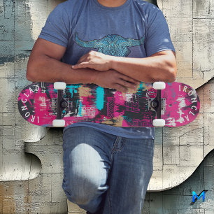 Skateboard Negrita inspirada en grafitis con arte abstracto r