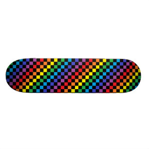 Skateboard Negro a cuadros del arco iris