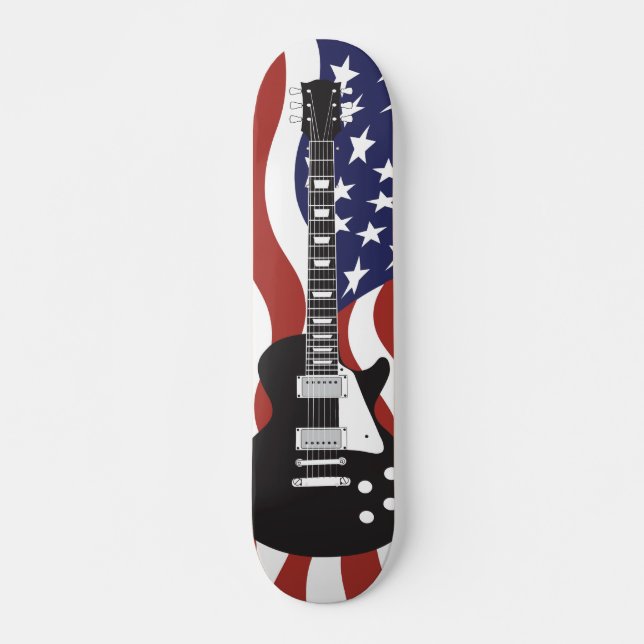 Skateboard Negro americano de la guitarra eléctrica del icono (Anverso )