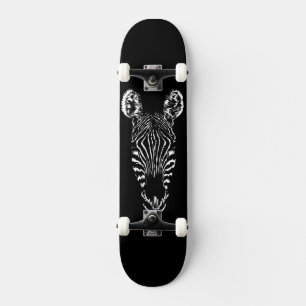 Skateboard Negro de cabeza de zebra