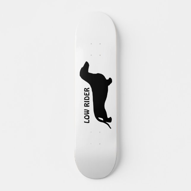Skateboard Negro de la silueta del Dachshund + sus ideas (Anverso )