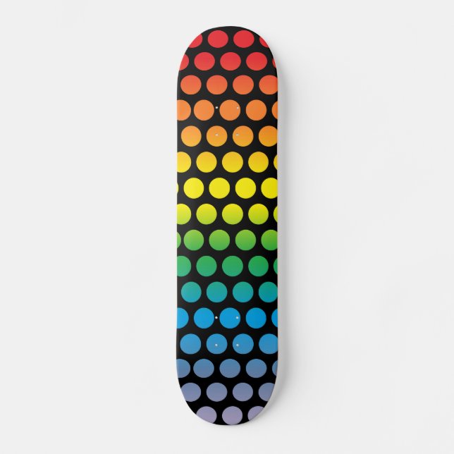 Skateboard Negro de los lunares del arco iris (Anverso)
