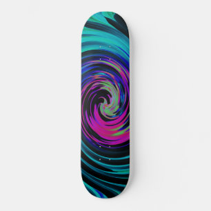 Skateboard Negro dramático y torbellino abstracto retro turqu
