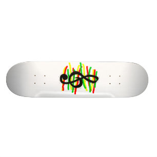 Skateboard Negro gráfico del Clef agudo con verde amarillo