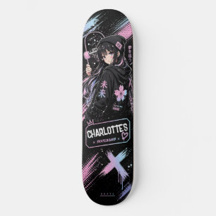 Skateboard negro y pastel de anime personalizado