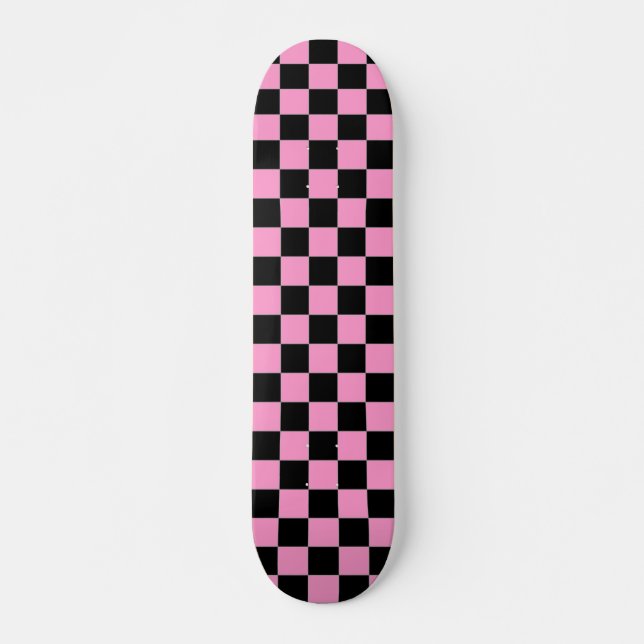 Skateboard negro y rosado a cuadros (Anverso )