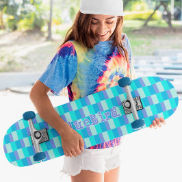 Skateboard Neon Blue Color Pattern