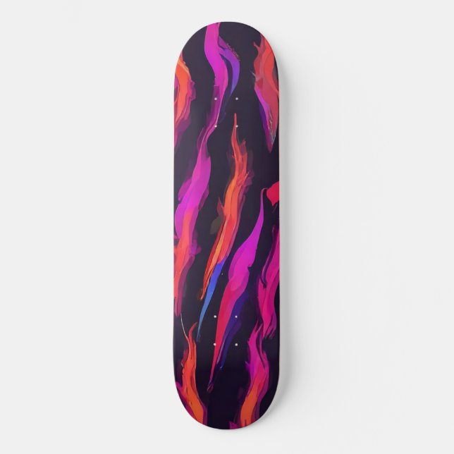 Skateboard Neon Fire Flame (Anverso)