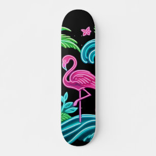 Skateboard Neon Flamingo Tropical