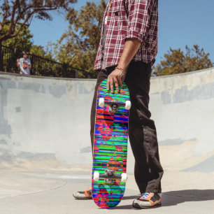 Skateboard Neon Glitch Stripe