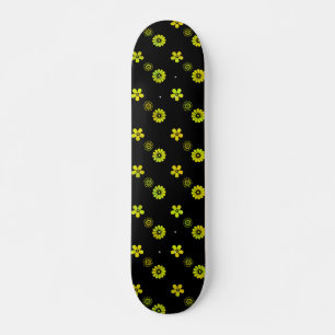 Skateboard Neon Green Yellow Flower Cutouts Black