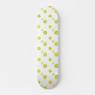 Skateboard Neon Green Yellow Flower Cutouts White