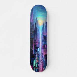 Skateboard "Neon Metropolis: Ciudad del Ciberpunk
