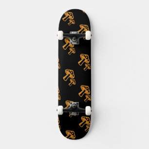 Skateboard Neon Naranja Mushrooms