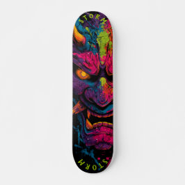 Skateboard Neon Oni Mask - Calle Graffiti Edición Limitada