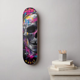 Skateboard Neon Skull Graffiti Street Art - Edición limitada