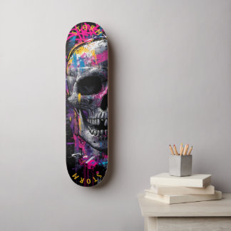 Skateboard Neon Skull Graffiti Street Art - Edición limitada