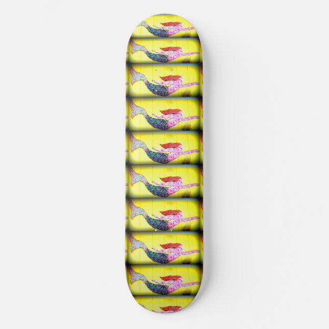 Skateboard Nieve marina de mosaico submarino rosa nadando (Anverso)