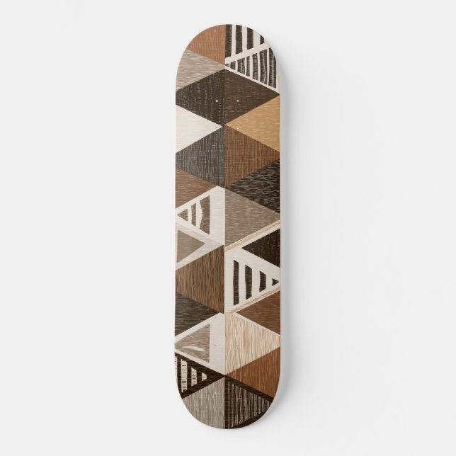 Skateboard Nigerian patterns on a triangles background (Anverso)