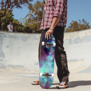 Skateboard Night Sky Neon Lights