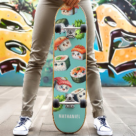 Skateboard Nigiri de Sushi Lindo Rollo Maki de Wasabi