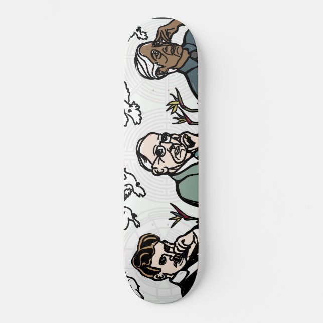 Skateboard Nikola Tesla, Edgar Cayce y Jiddu Krishnamurti (Anverso)