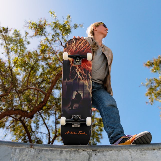 Skateboard Nikola Tesla Voltage Released Vintage Art (Exterior 1)