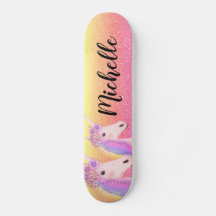 Skateboard Niñas personalizadas Purpurinas del arcoiris de U