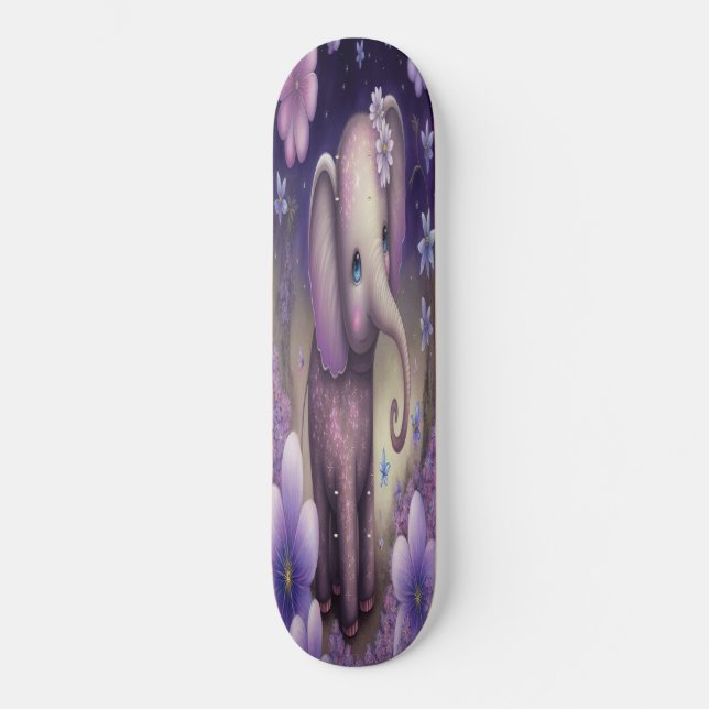 Skateboard Niñez dulce elefante morado (Anverso)