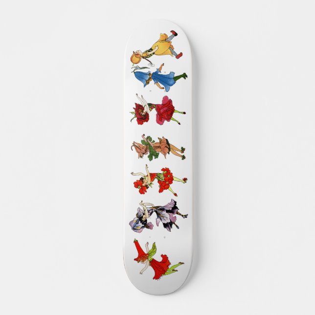 Skateboard Niños con flores bailando (Anverso )