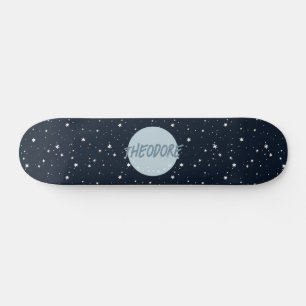 Skateboard Niños nombre personalizado estrellas de la luna ni