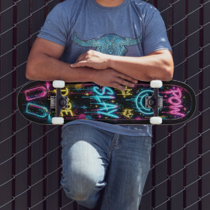 Skateboard Noche de goteo de neón - POW SLAY DOPE Grafiti bri