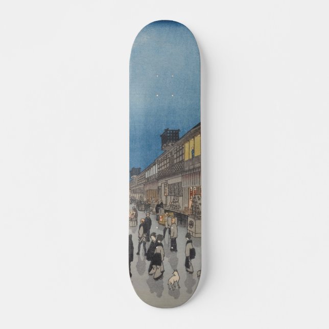 Skateboard Noche del japonés Ukiyo-e de Saruwaka-machi (Anverso )