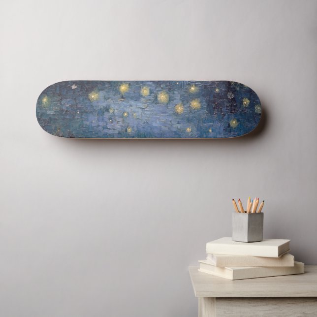 Skateboard Noche estrellada sobre el río Ródano por Vincent V (Arte de pared (horz))