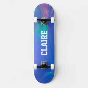 Skateboard Nombre Coleccionable Holográfico Azul Fresco
