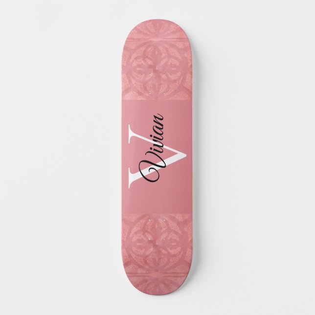 Skateboard Nombre de Batik Rosado Ruddy Monogramado (Anverso)