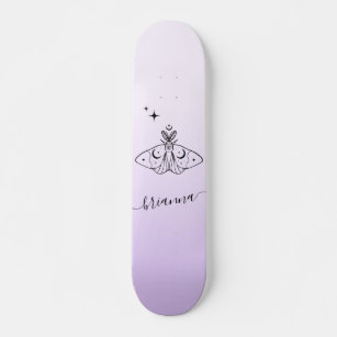Skateboard Nombre de caligrafía de mariposa cósmica mística y