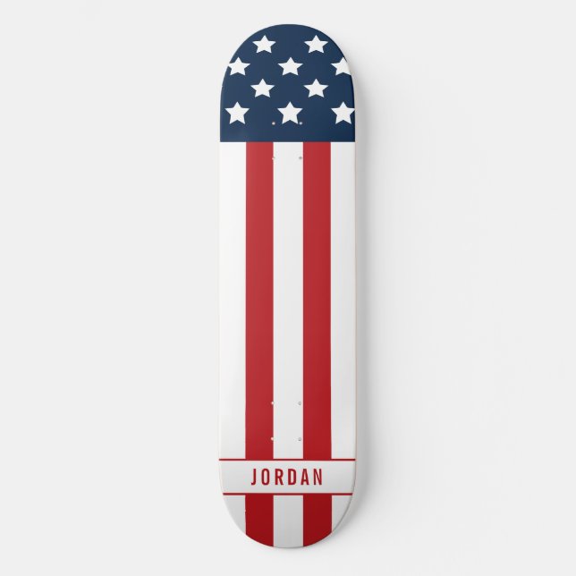 Skateboard Nombre de la bandera estadounidense patriótica (Anverso)
